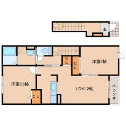 奈良駅 バス15分  辰市農協下車：停歩4分 2階の物件間取画像